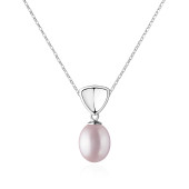 Colier perla naturala roz prafuit cu lantisor argint DiAmanti SK22373P_L_Necklace-G